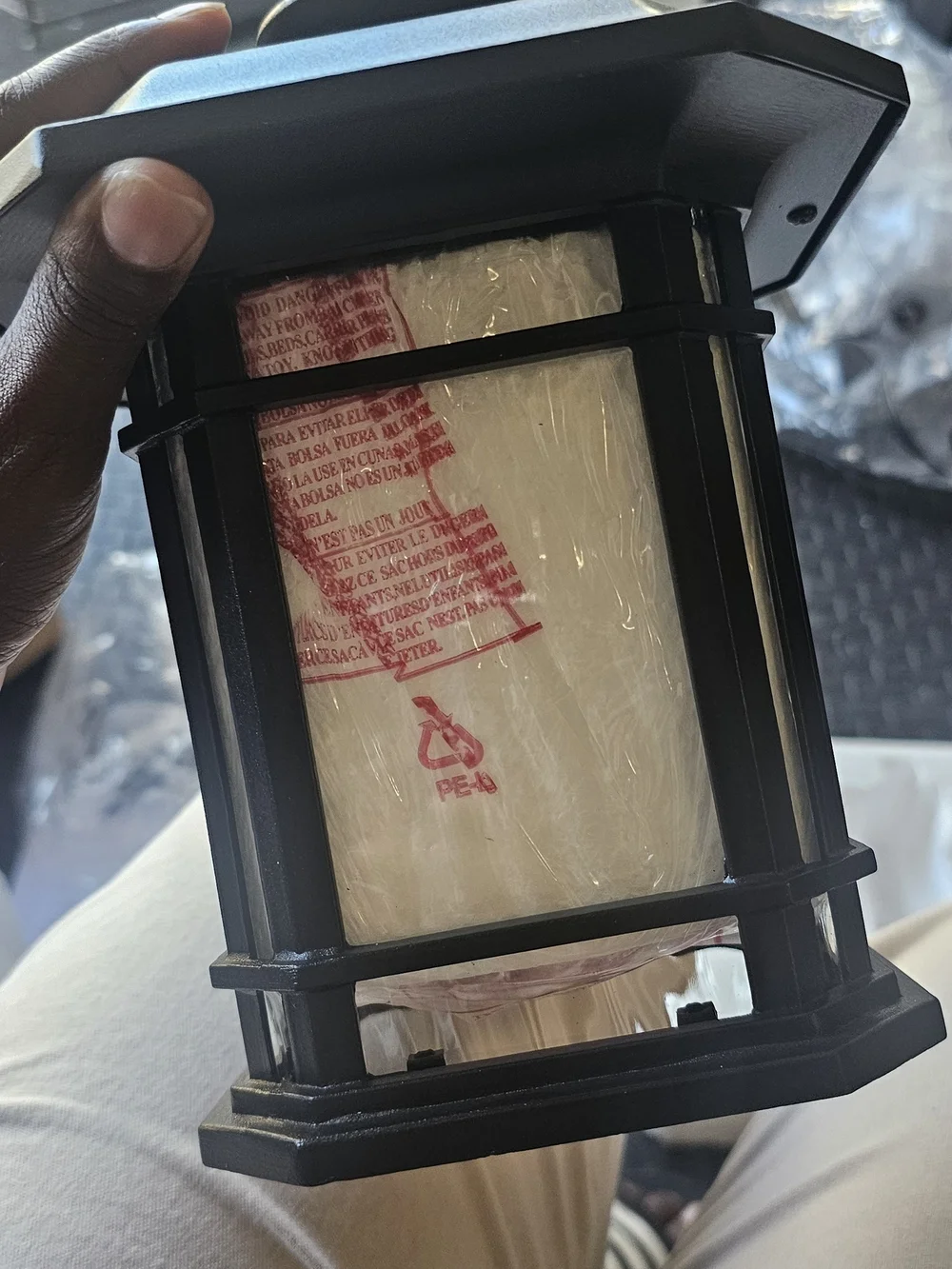 Outdoor Wall Lantern Sconce in Black with Frosted Glass